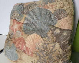 Vintage Sea Shore Throw Pillow Shells Ocean Life Seashore Seashells