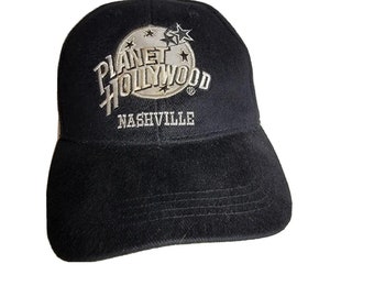 Vintage Planet Hollywood Nashville gorra de béisbol sombrero negro 1991 90s VTG 1990s