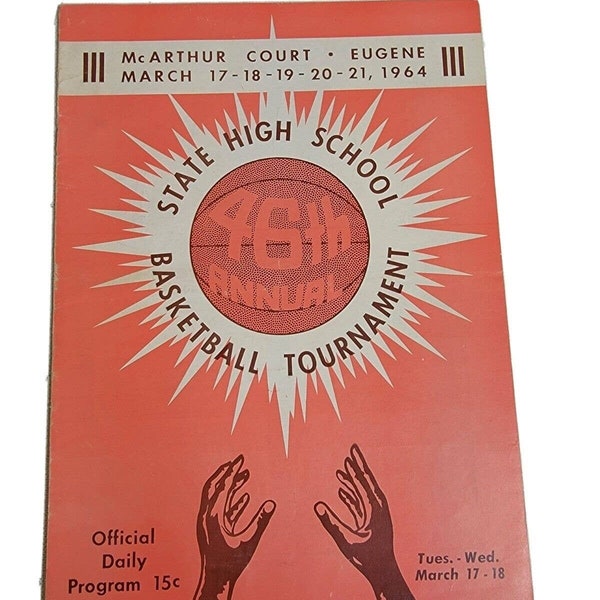 Vintage 1960s High School Basketball Program MacArthur Court Eugene Oregon 1964