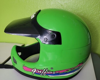 Vintage Moto Cross Helmet MX Motocross Green Griffin Full Face DOT GX 707