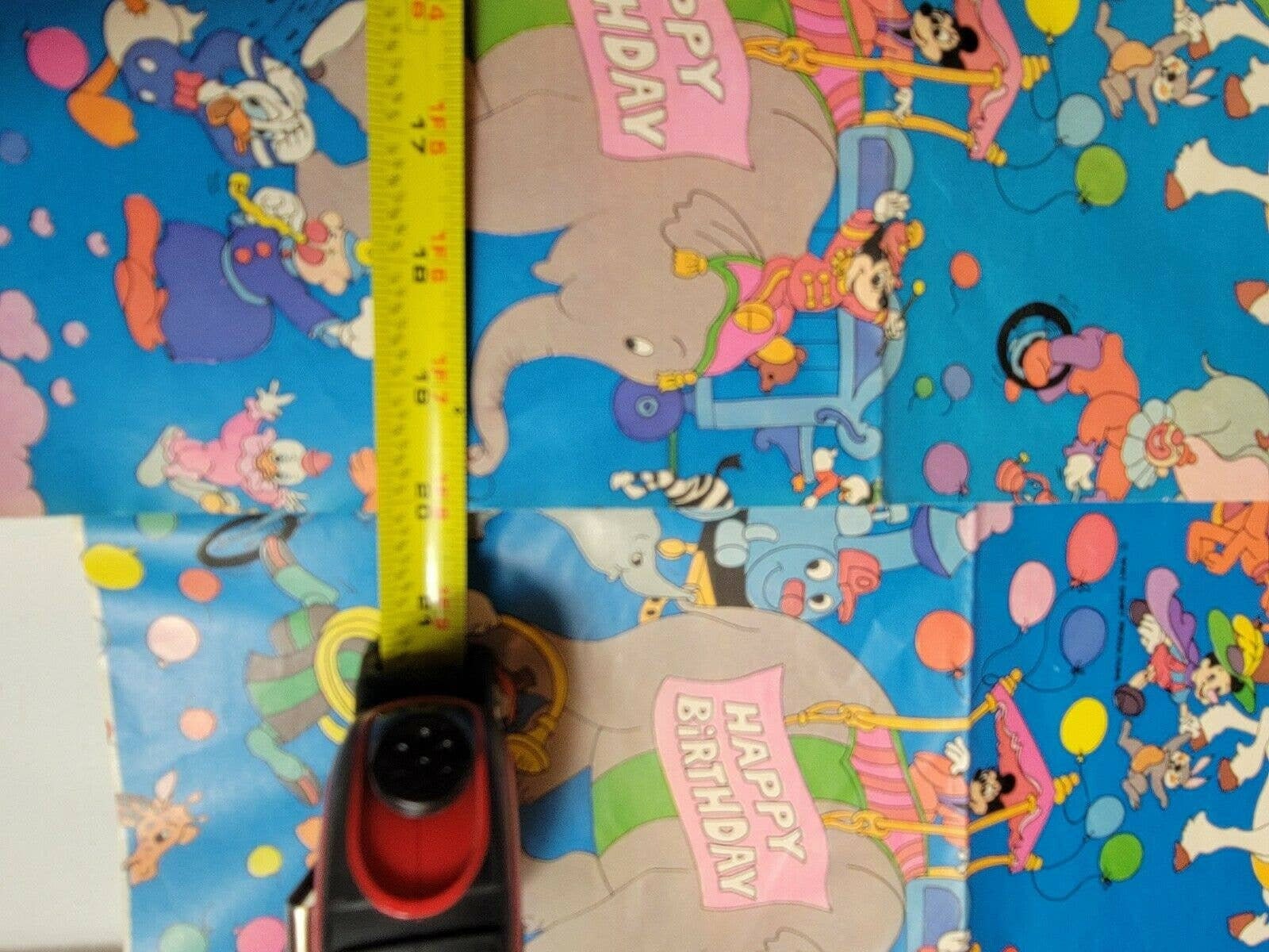 Walt Disney Wrapping Paper Vintage Dumbo Circus Happy Birthday Mickey