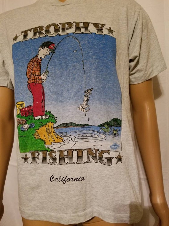90s trophy fishing 1992 graphic Tee California sc… - image 2