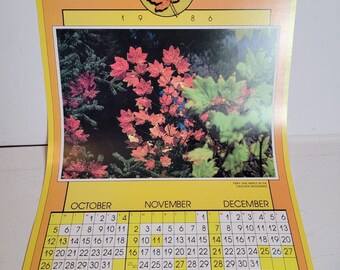 Vintage 1980s Poster Calendar Autumn in Oregon 1986 Picture Cascade Mountains