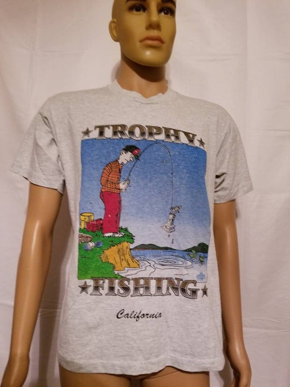 90s trophy fishing 1992 graphic Tee California sc… - image 1