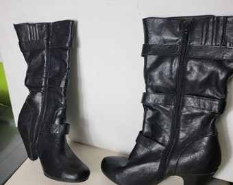 Dolce By Mojo Moxy Shoes Calf High Boots Black Size 7 Womens Zip