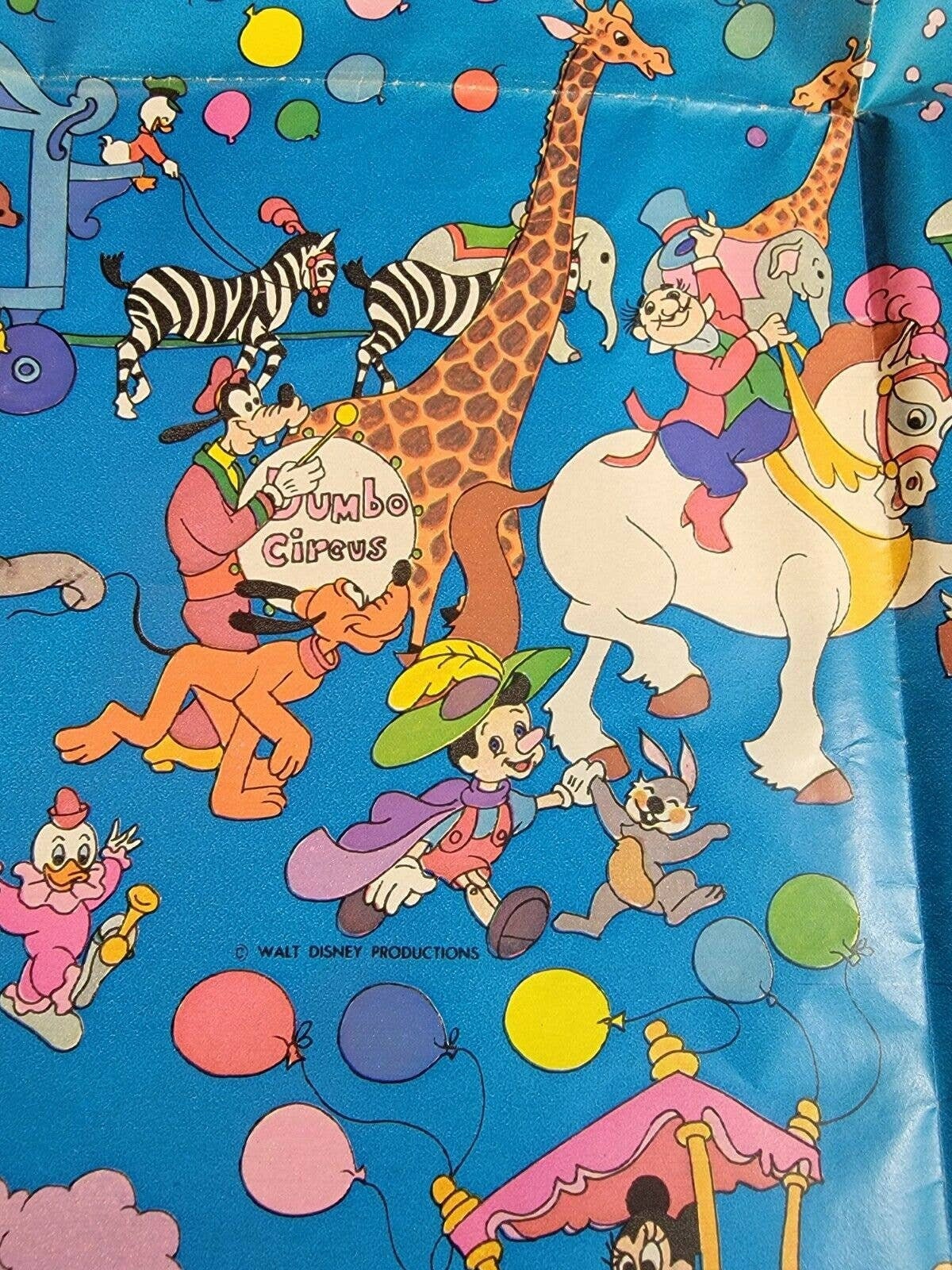 Walt Disney Wrapping Paper Vintage Dumbo Circus Happy Birthday Mickey
