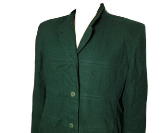 Vintage 100% Pure New Wool Norton Mcnaughton Blazer Size 14 Green Jacket