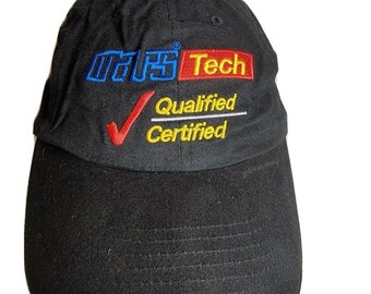 Vintage Mars Tech Qualified Certified Baseball Cap Hat Black Strapback