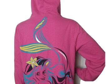 Rare Vintage Disney Couture Ariel The Little Mermaid Girls Hoodie 2 Sided Pink