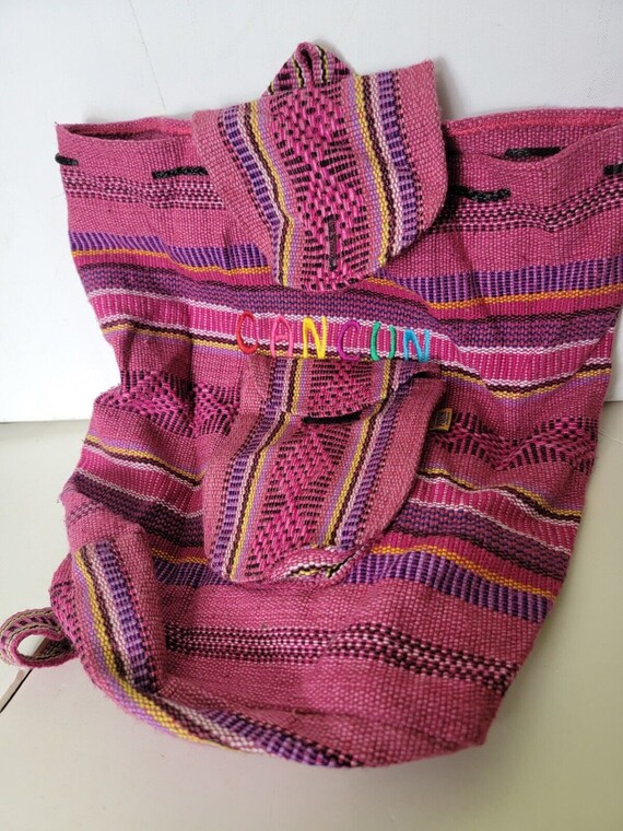 Fabric Backpack Cancun Travel Pink Multi Color