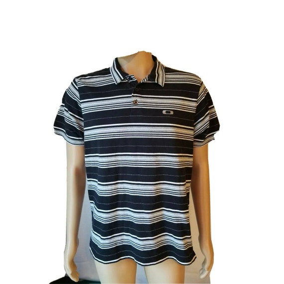 Oakley Polo Shirt Striped Black Gray 