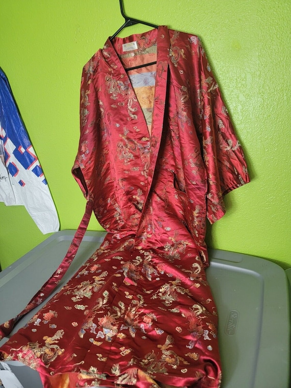 Golden Dragon Chinese Asian Red Dragon Robe - 1960