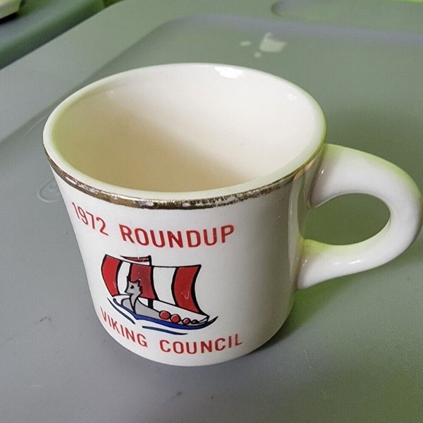 Vintage Coffee Mug Tea Cup 1970s 1972 Viking Council Round Up BSA
