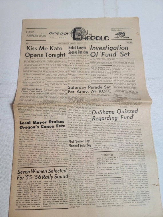 Vintage 1950s Newspaper University of Oregon Daily Emerald Etsy