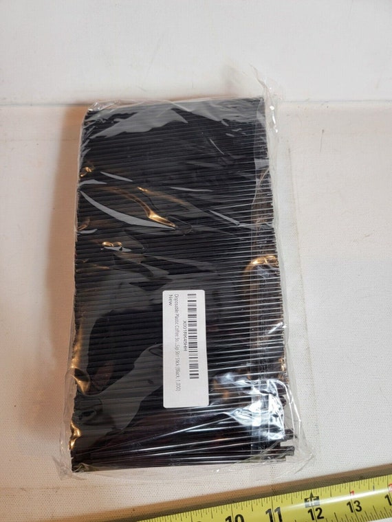 Disposable Plastic Coffee Stirrer Straw - 5 inch Sip Stir Stick (Black, 1,000)