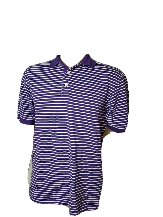 Rare Tommy Hilfiger Golf Polo Shirt Purple White Striped Buzz off Mens  Small VTG 