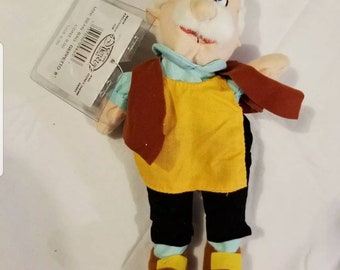 Disney Geppetto 8" Mini Bean Bag Beanie NWT from Pinocchio 
