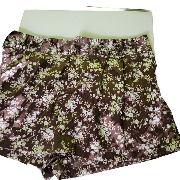 Womens Sleepwear Shorts Brown Floral Flowers Sans Souci Size Medium