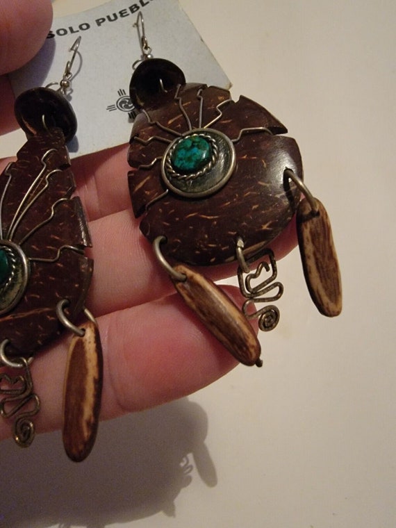 Native American Earrings Un Solo Pueblo Brown And… - image 2