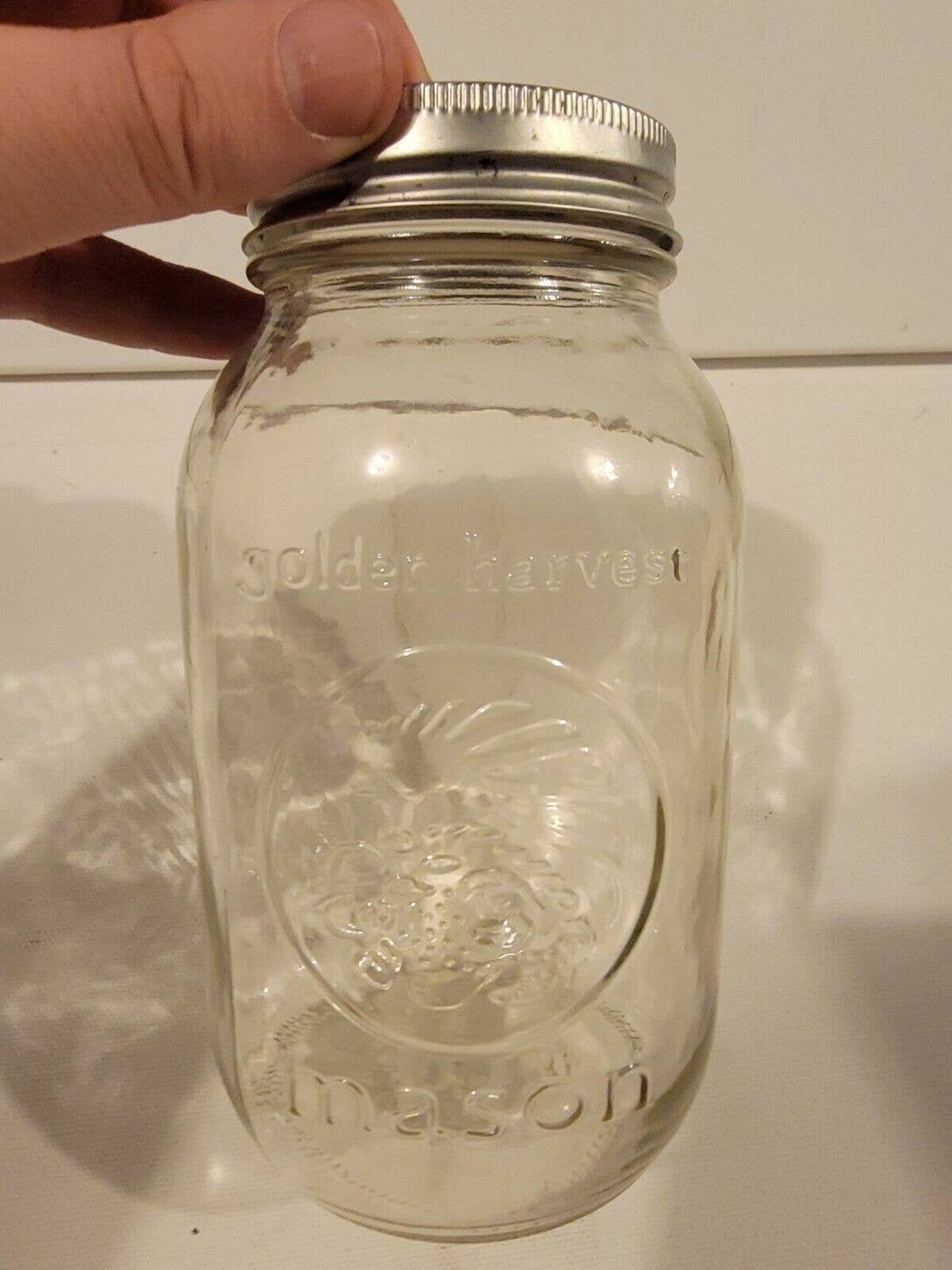 Vintage Golden Harvest Mason Jar With Lid Clear Glass Etsy