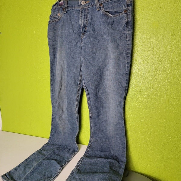 Levis Strauss 518 Junior 5 Super Low Boot Cut Stretch Blue Jeans Pants Denim