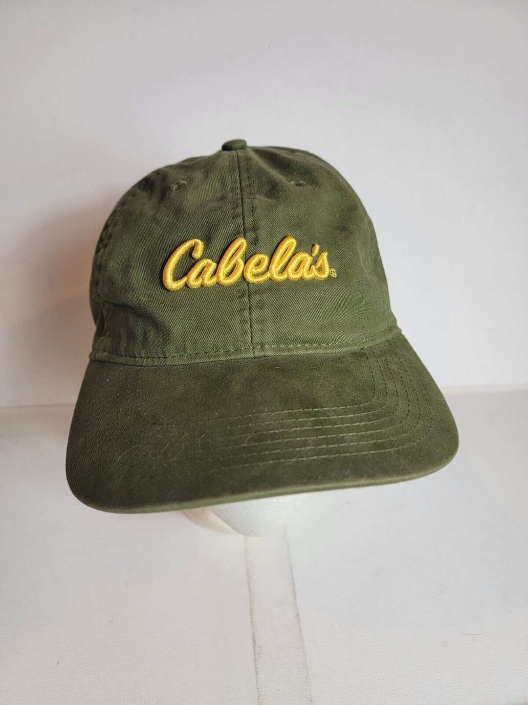 Cabela's Spellout Strapback Hat Baseball Cap Greeb Yellow Etsy