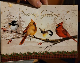 Vintage Greeting Card 1990s Made In USA Christmas Seasons Greetings Birds