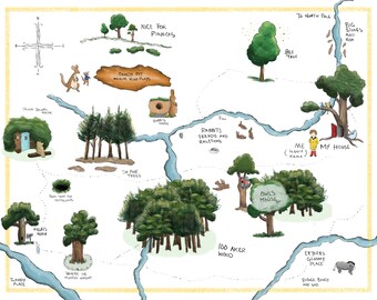 Custom Winnie the Pooh Illustration | Nursery Art | Hundred Acre Wood Map | A.A. Milne Art | Winnie the Pooh map | Baby Art | Custom Art