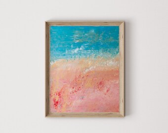Textured Beach Painting: Abstract Ocean Art, 16x20 Canvas