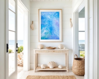 Origineel abstract schilderij aan zee | Soft Cloud acrylcanvas | Dromerige muurkunst | Rustgevend decor | 16 x 20 | Lavendelblauw | Muurdecoratie oceaan