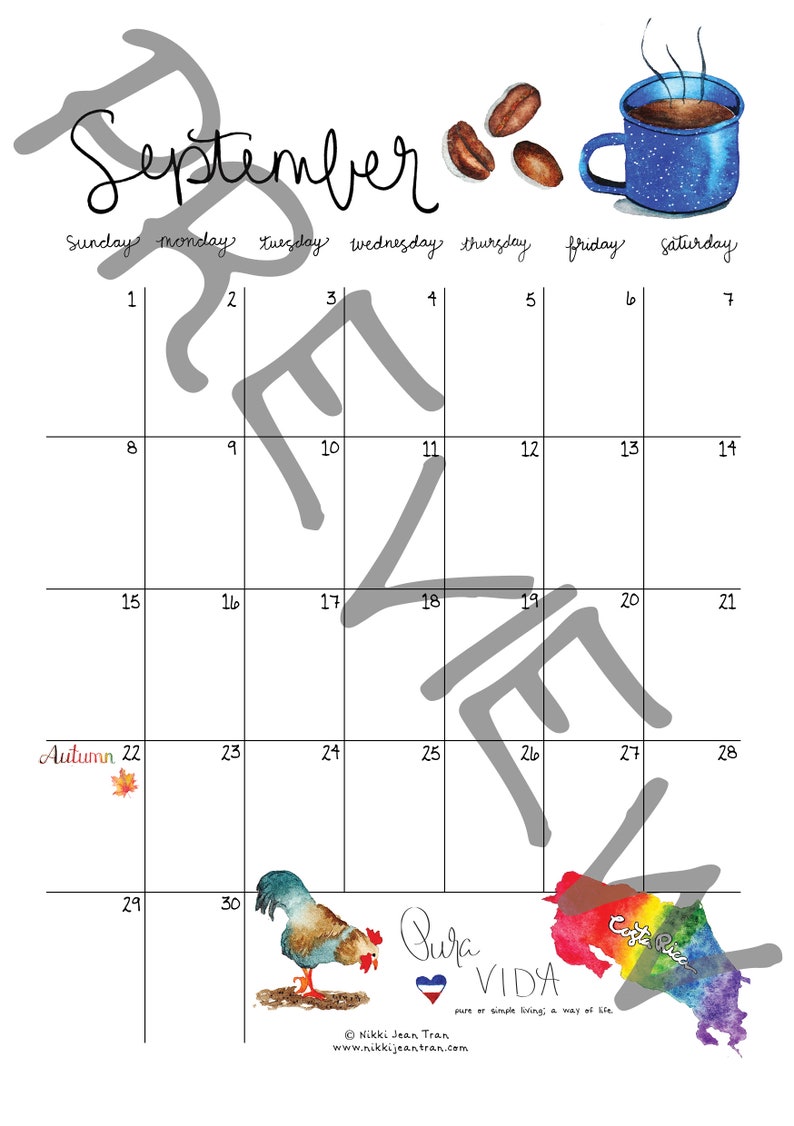 2024 Watercolor Calendar Printable Calendar Whimsical Calendar 2024