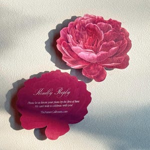 Custom Rose Cut RSVP Card with Wedding Website QR Code – Garden Wedding Invitation Insert