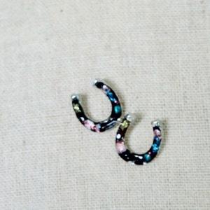 Hand Painted Horse Shoe Earrings
