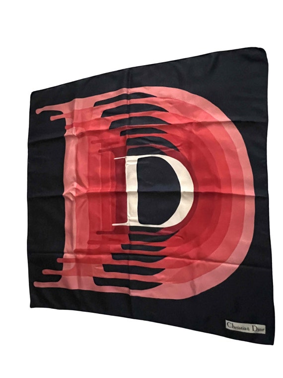 Vintage 70s Christian Dior monogram silk scarf - image 1