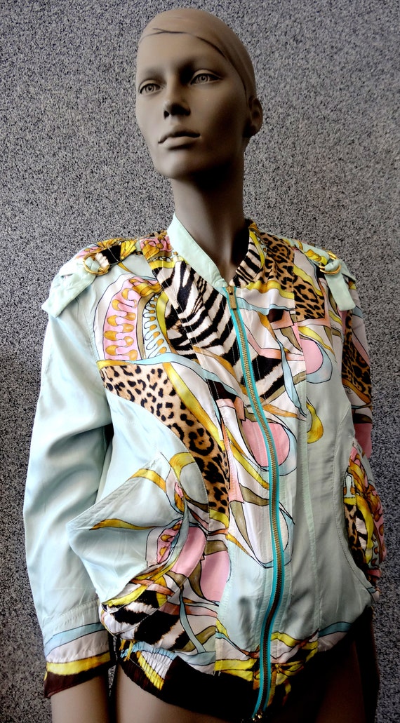 Vintage 90s Roberto Cavalli Silk Jacket bomber ja… - image 4