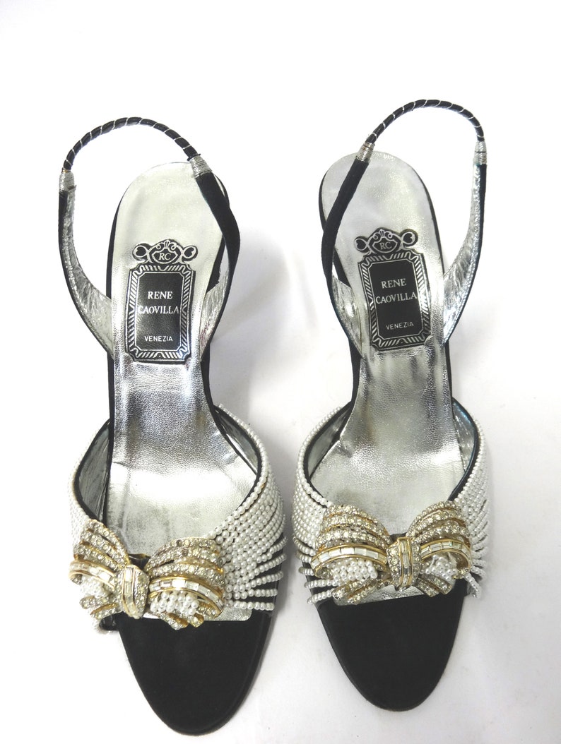 Vintage Rene Caovilla Cinderella slingback high heels sandals with shocks