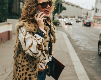 Vintage Fur Gilet Jacket Animalprint Cheetah