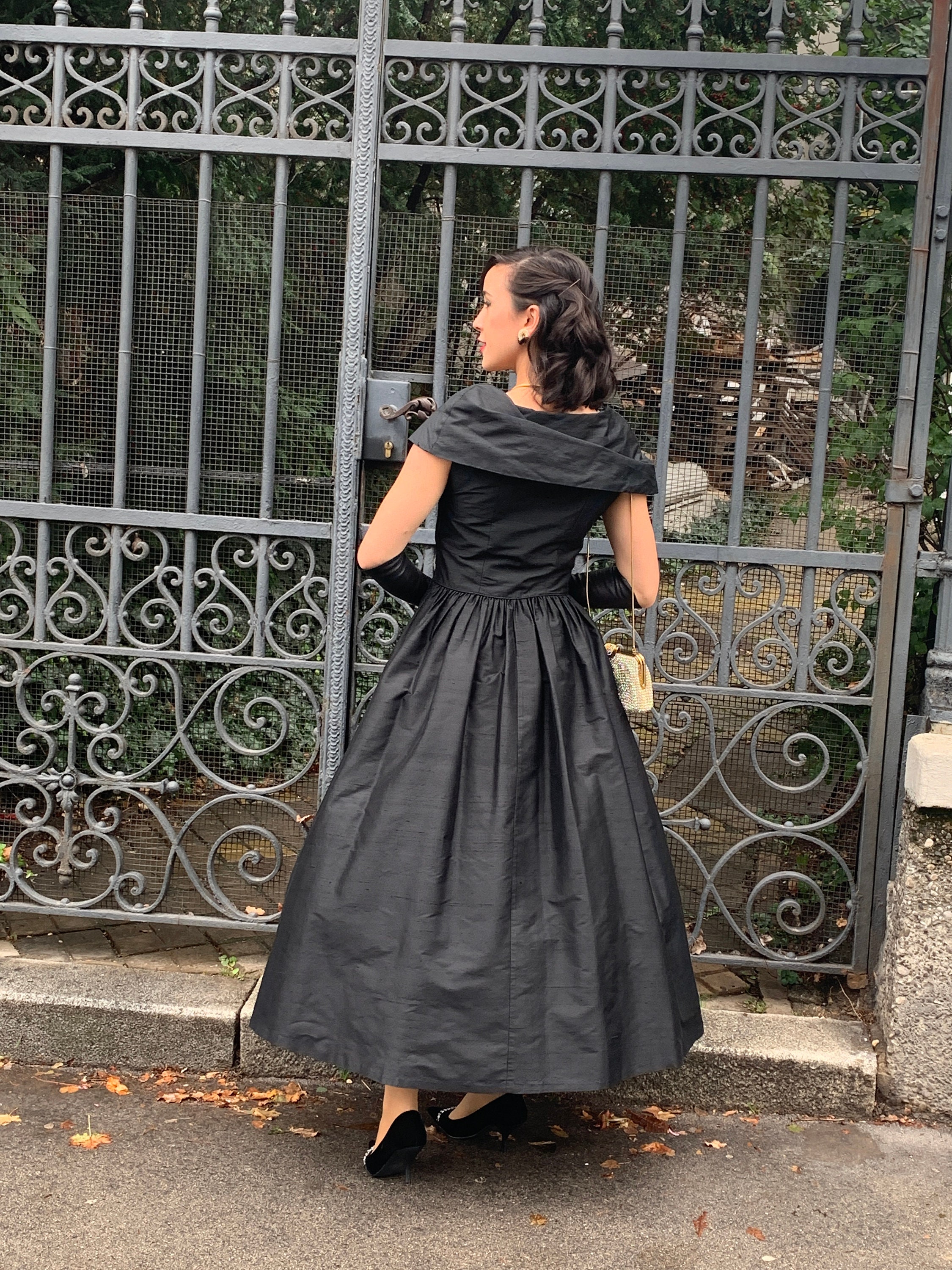 Laura Ashley ブラック ロングドレス UK10 Stunning Vintage Laura Ashley Silk Dress 60s Grace Kelly Style - Etsy