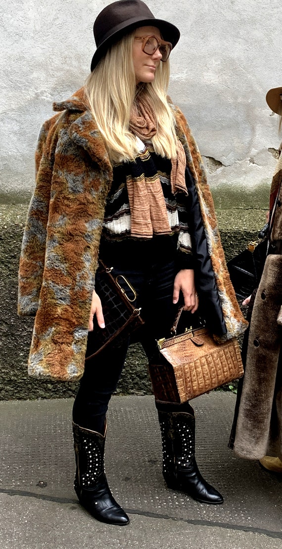 Vintage Oversize Teddycoat Fake Fur coat camouflag
