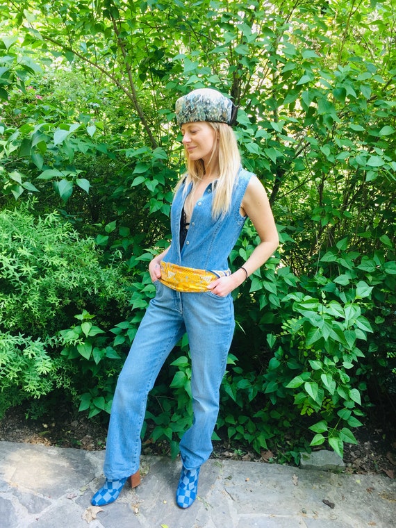 True Vintage Jeans Overall Denim Jumpsuit - image 1