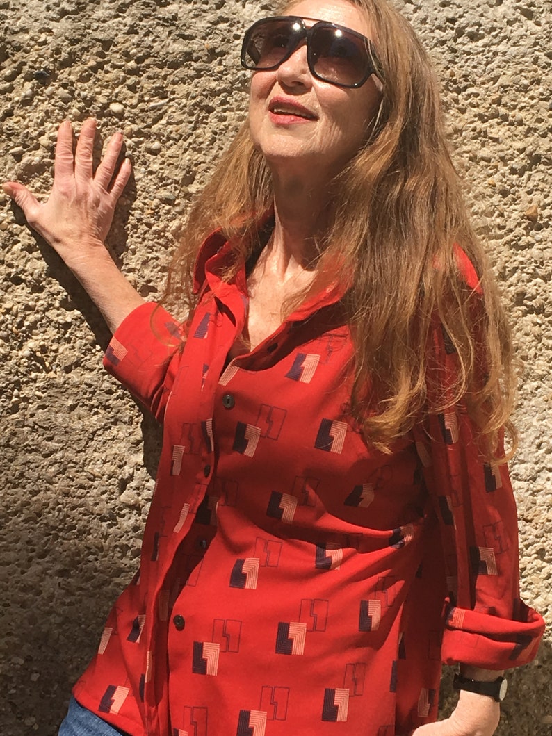 F Vintage 70s W Fred Adlm\u00fcller Vienna blouse street trend
