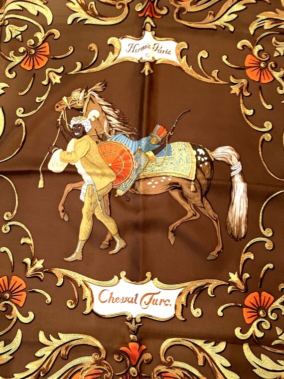 Vintage Hermès Paris Silk Scarf Carrè Cheval Turc - image 4