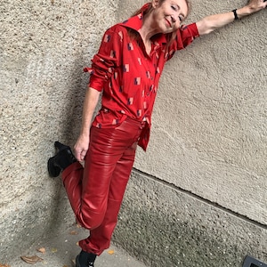 Vintage leather pants in red Gucci Style