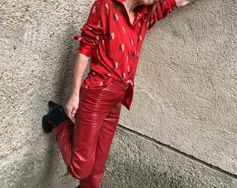 Vintage leather pants in red Gucci Style