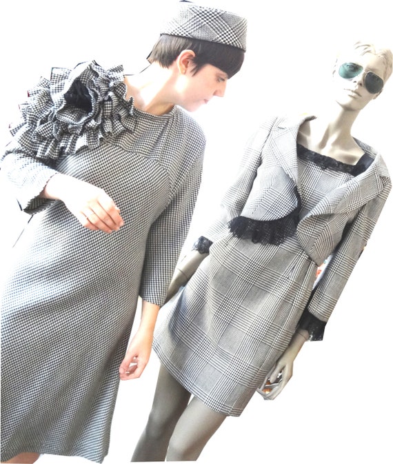 Vintage Roccobarroco dog-tooth check dress dress r