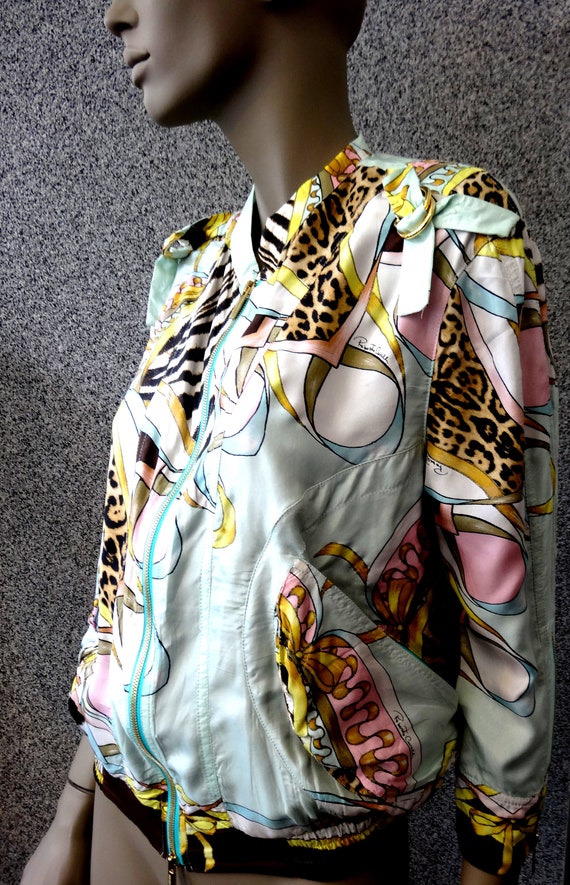 Vintage 90s Roberto Cavalli Silk Jacket bomber ja… - image 3