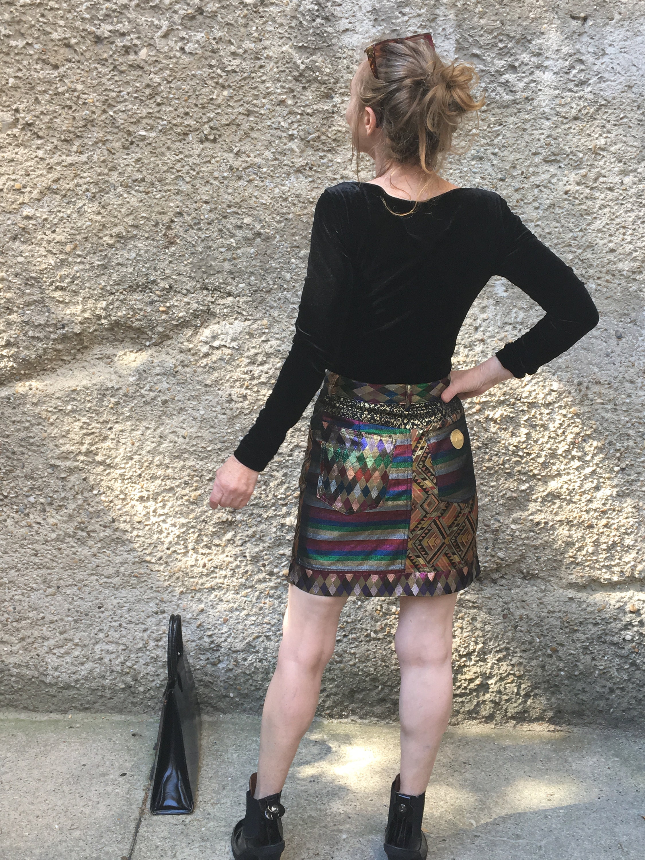 Vintage 90s Khaki Green Metallic Bodycon Mini Skirt 8 10 main image 1