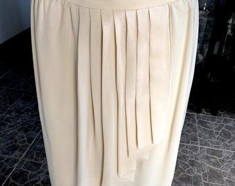 Vintage Chanel silk skirt champagne cream color with pleated drape