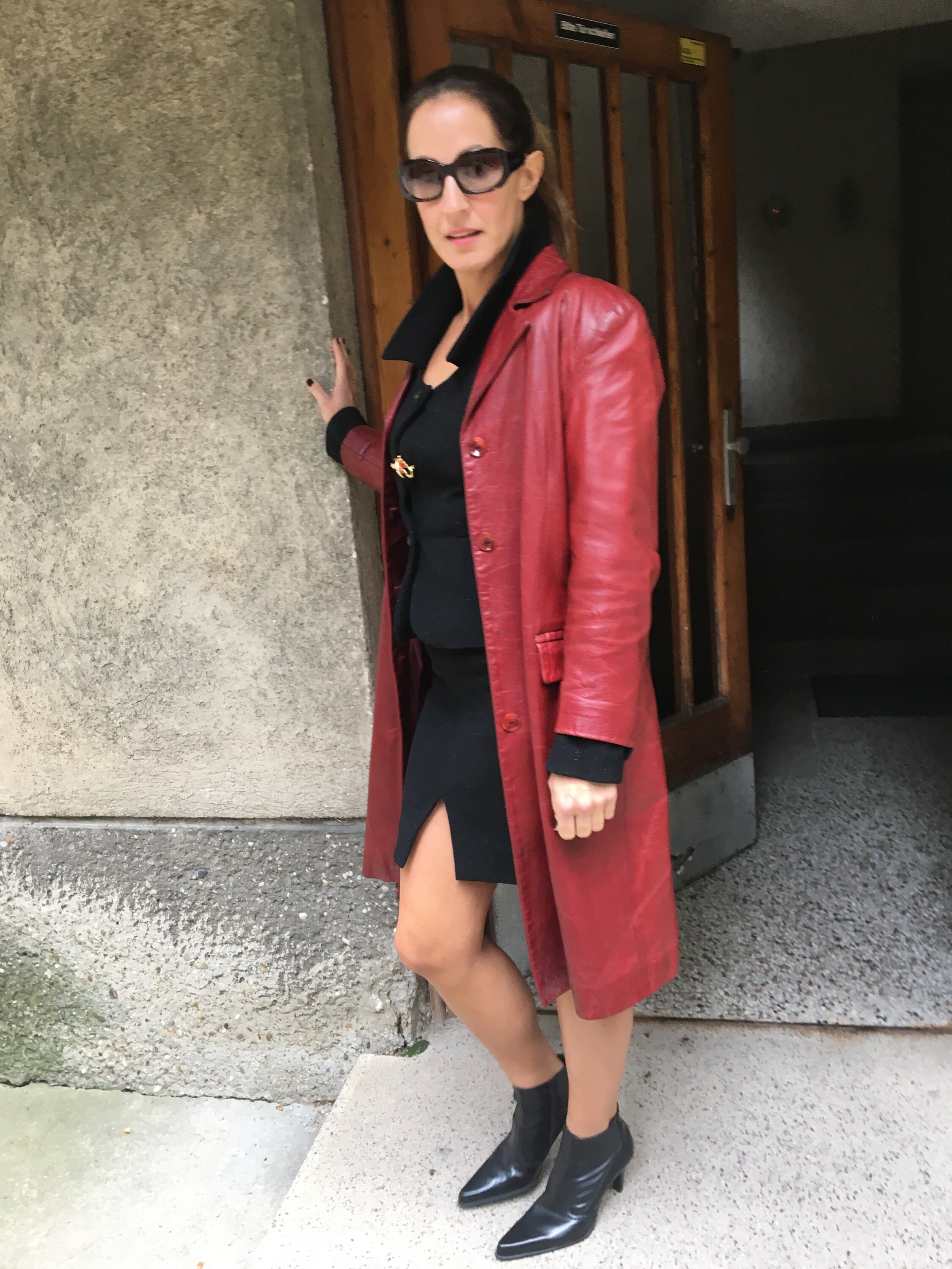 Armani red leather jacket Clearance