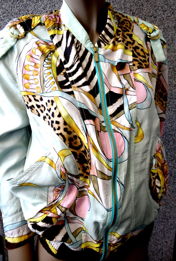 Vintage 90s Roberto Cavalli Silk Jacket bomber ja… - image 2